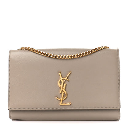 Saint Laurent Grain De Poudre Medium Monogram Kate Satchel Dark Beige 1 of 11