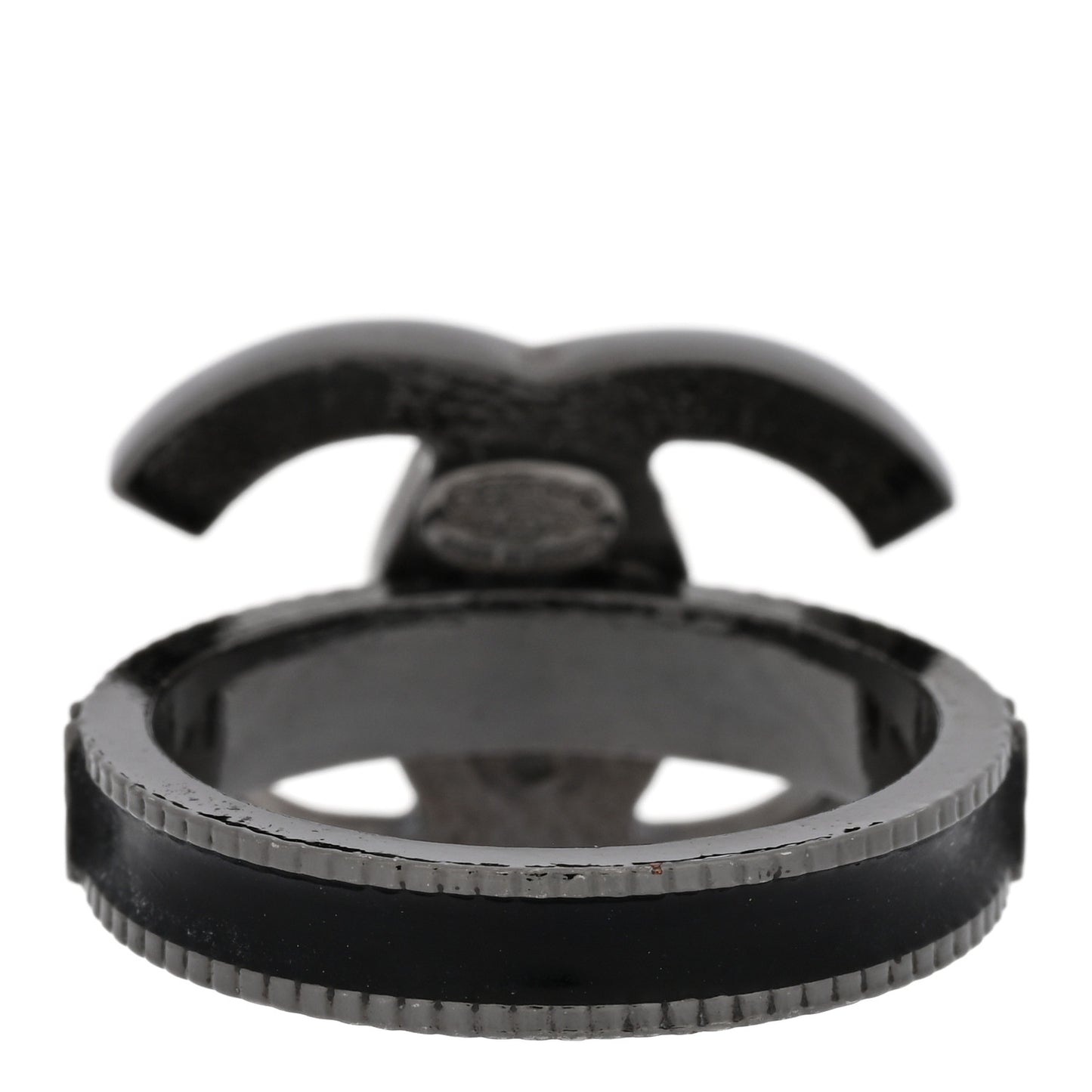 Enamel CC Ring 52 6 Black Silver