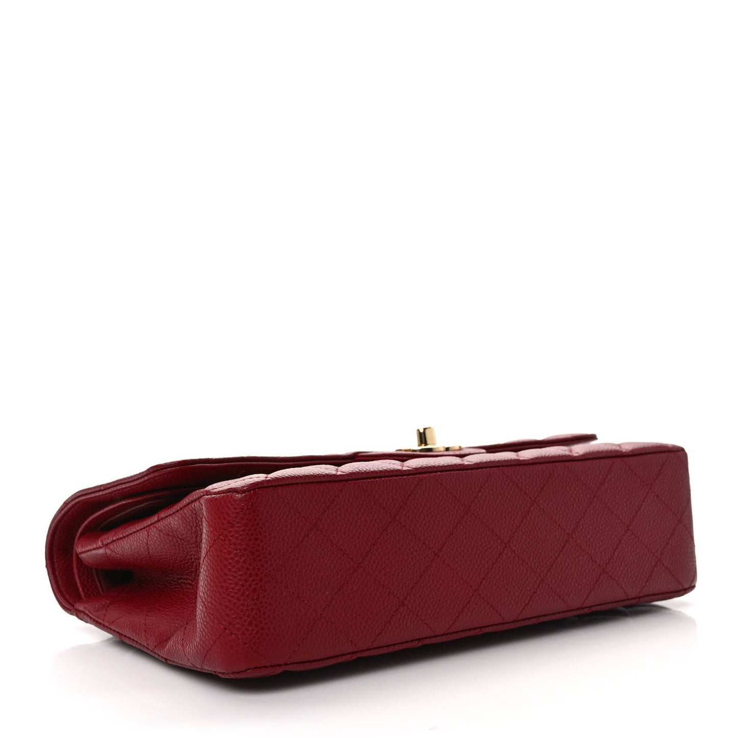 Caviar Quilted Medium Double Flap Dark Red