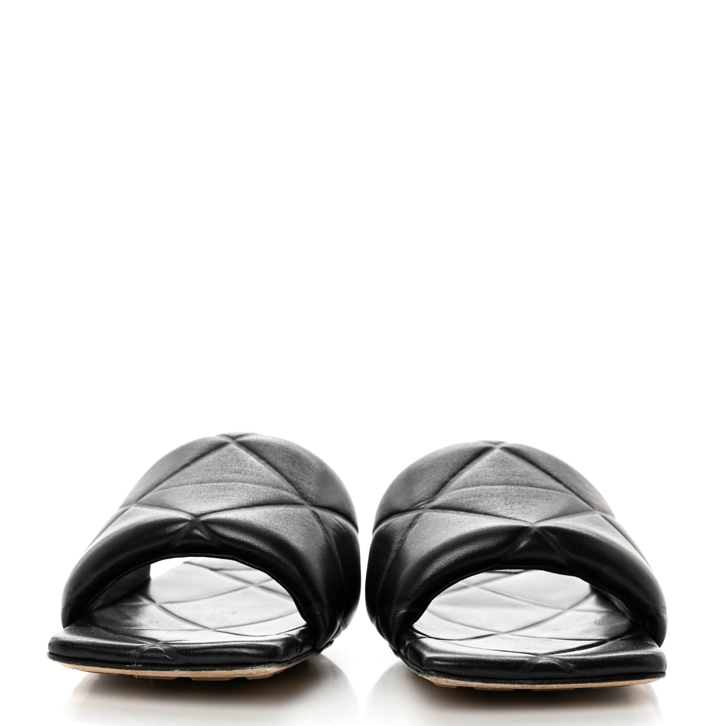Nappa Quilted Rubber Lido Flat Sandals 37 Black
