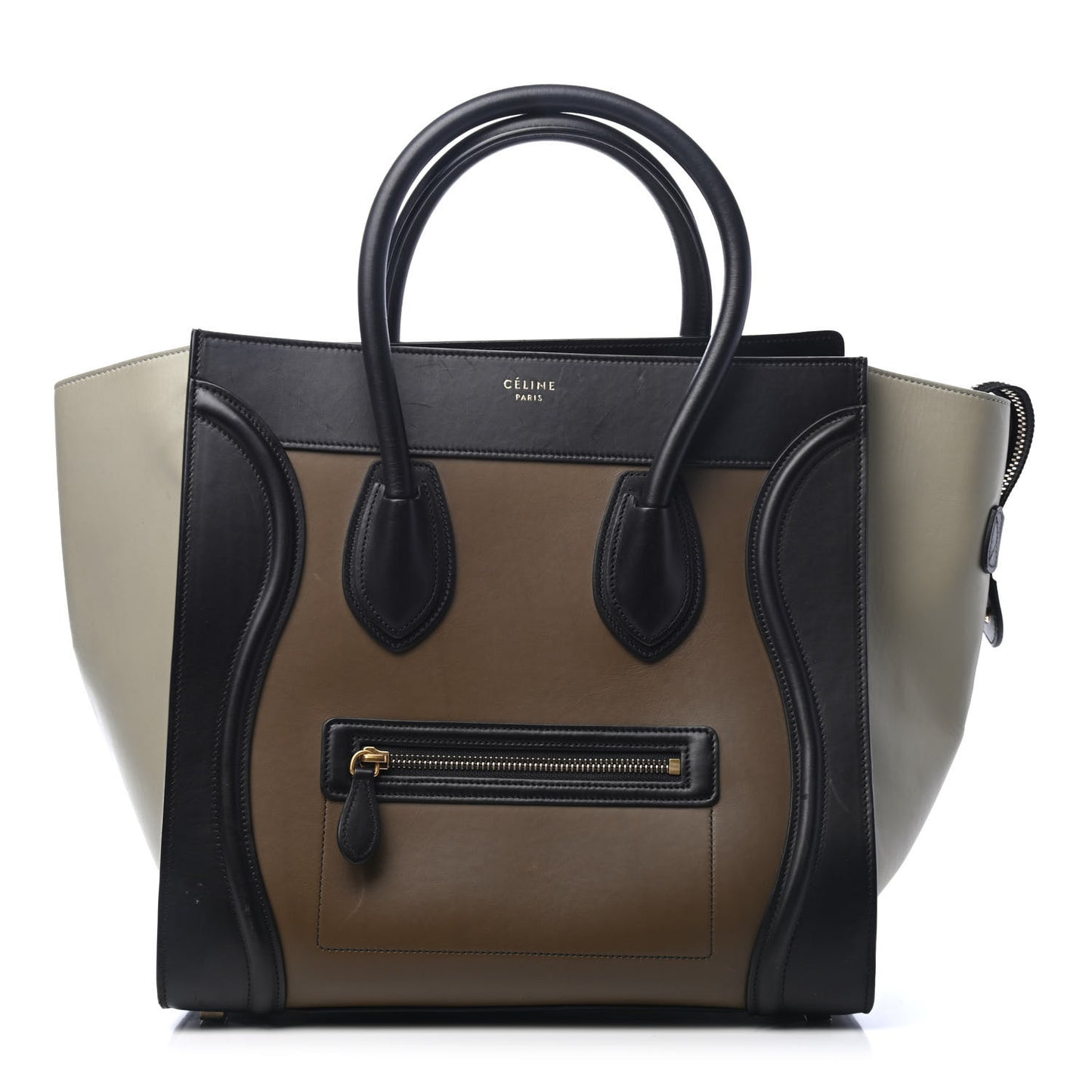 Satin Calfskin Mini Tri-Color Luggage Dark Grey