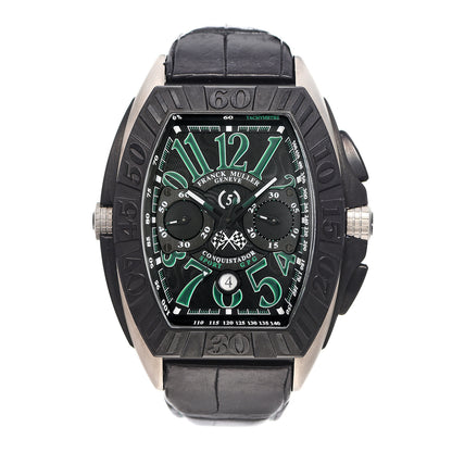 Franck Muller Stainless Steel Titanium Alligator 42mm Conquistador Grand Prix Limited Edition Automatic Watch Black 9900SCDT 1 of 4