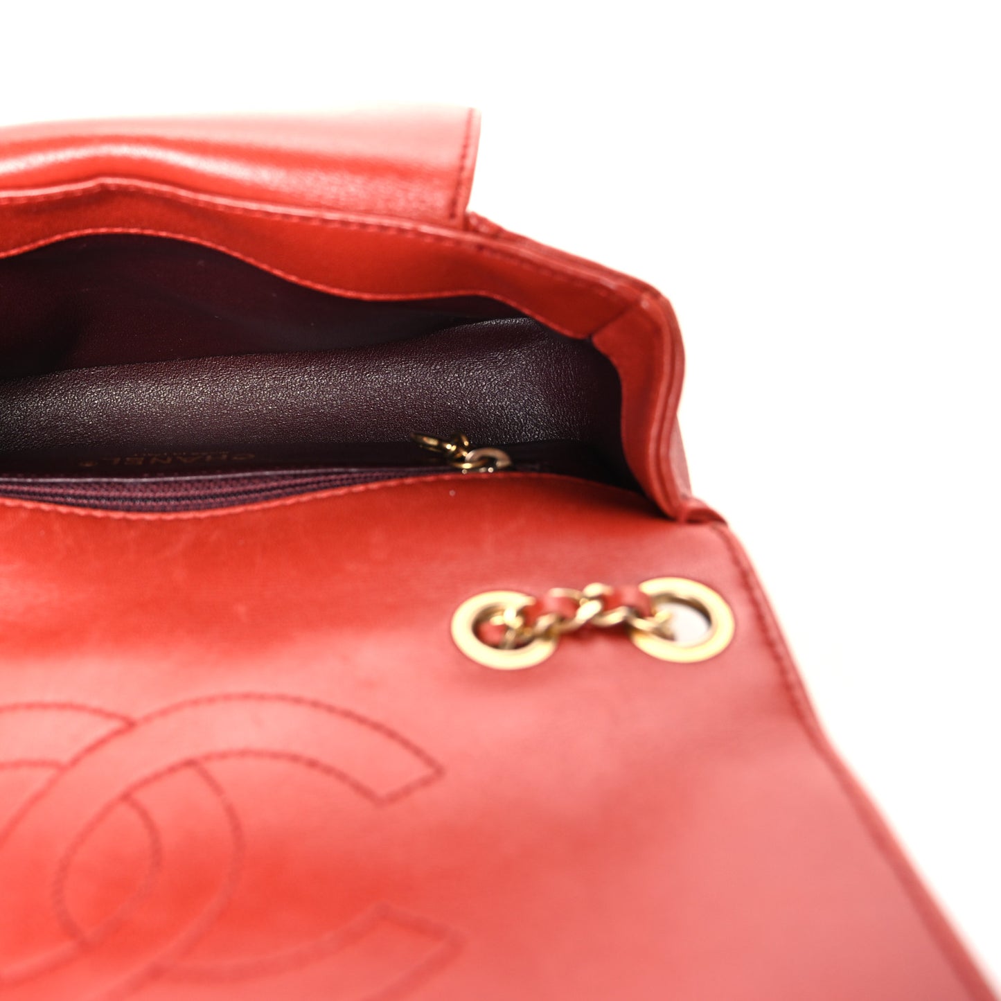 Lambskin Quilted Small Single Flap Red