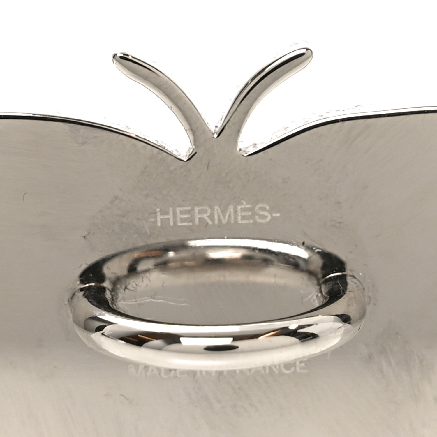 Hermes Palladium Lacquered Papillon Twilly Scarf Ring Orange 3 of 3