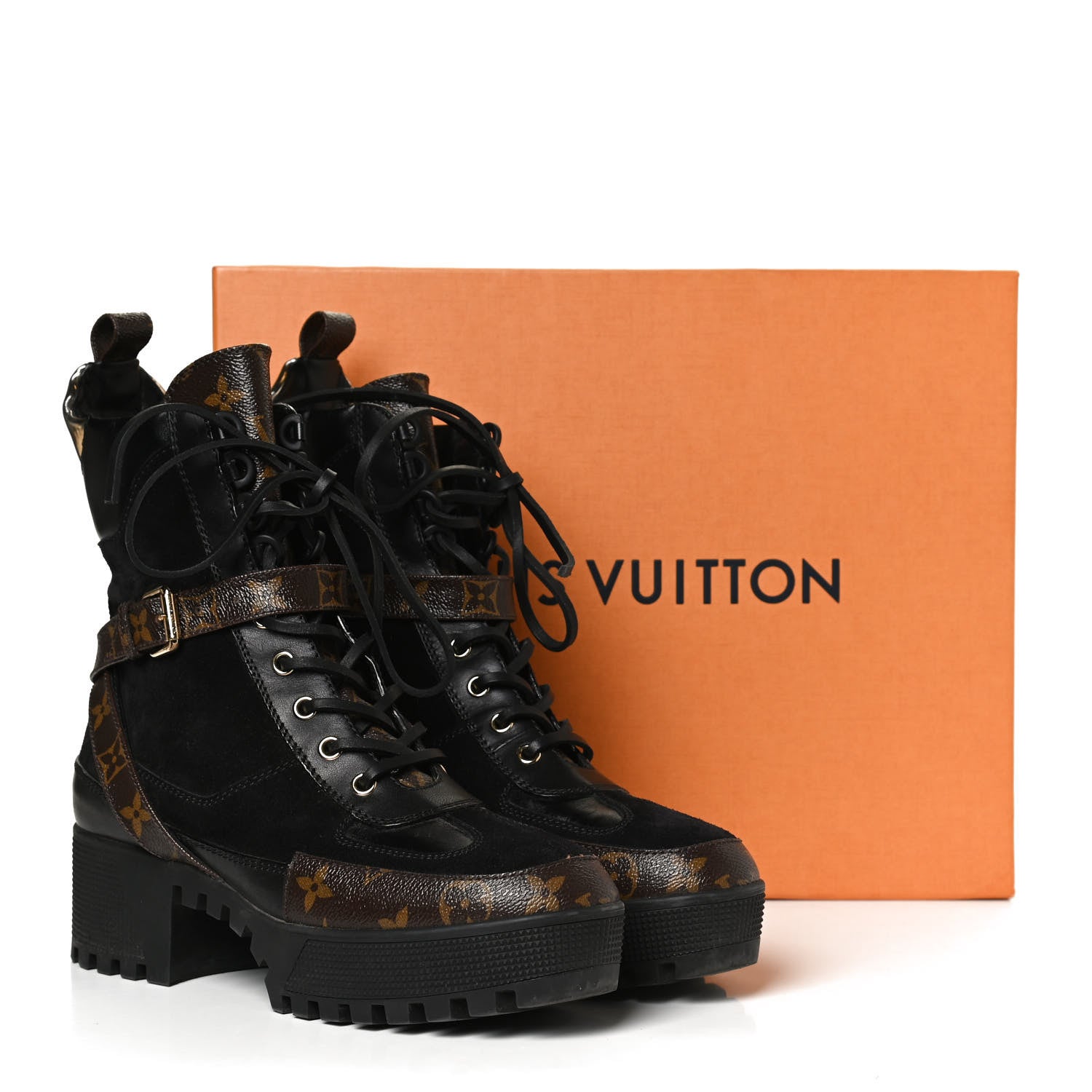 Louis Vuitton Suede Calfskin Monogram Laureate Platform Desert Boots 38.5 Black 11 of 11