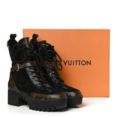 Louis Vuitton Suede Calfskin Monogram Laureate Platform Desert Boots 38.5 Black 11 of 11