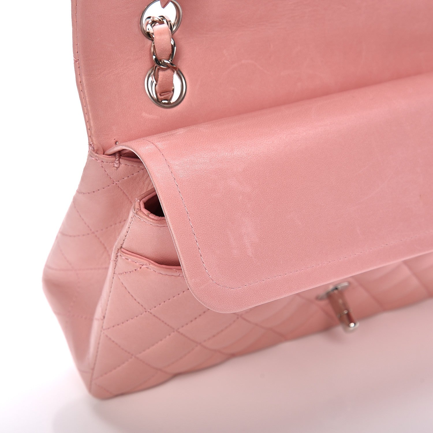 Chanel Lambskin Quilted Medium Double Flap Light Pink 12 of 14