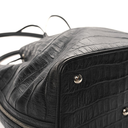 Saint Laurent Calfskin Crocodile Embossed Large Emmanuelle Bucket Bag Black 9 of 12