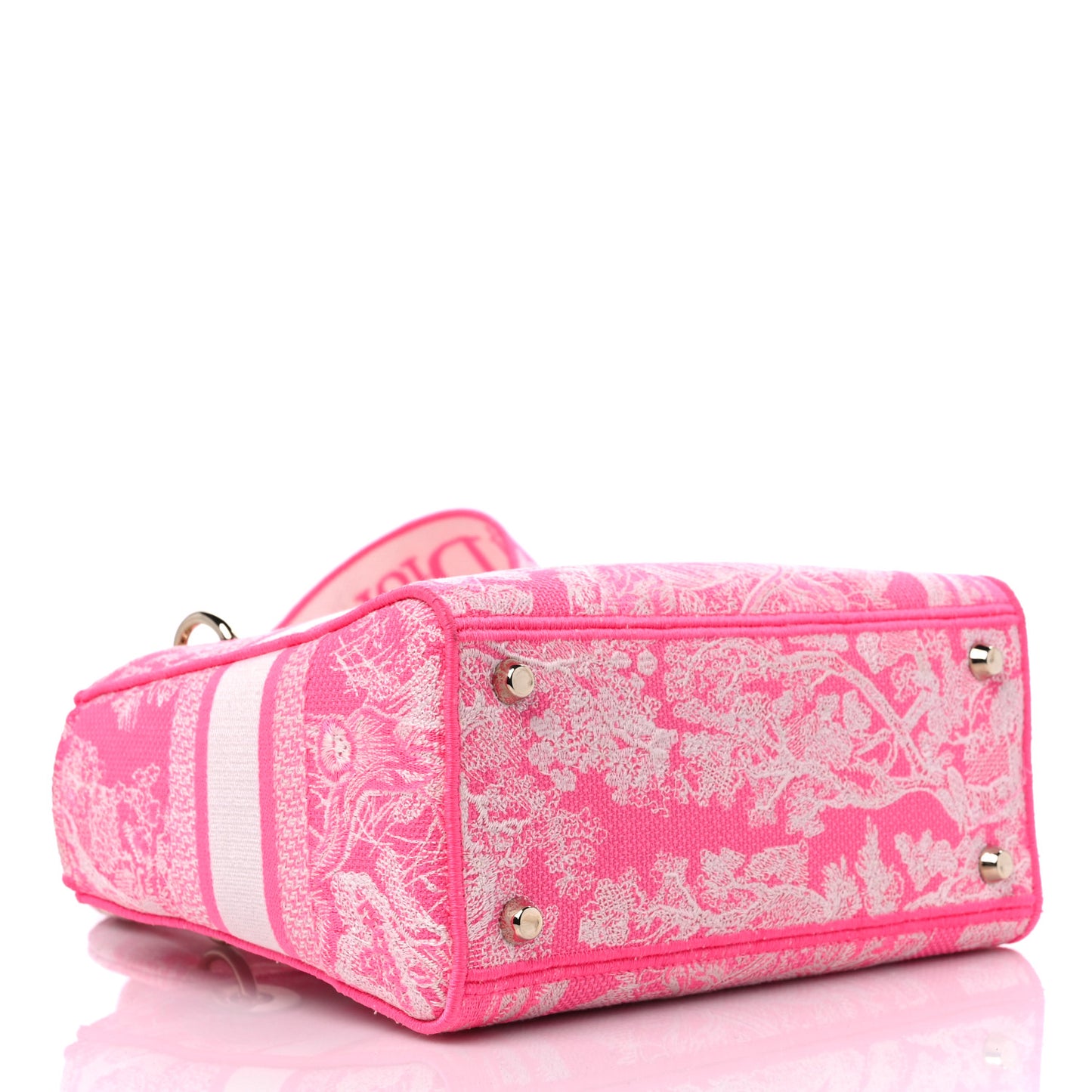 Canvas Toile De Jouy Reverse Embroidered Medium Lady D-Lite Fluorescent Pink