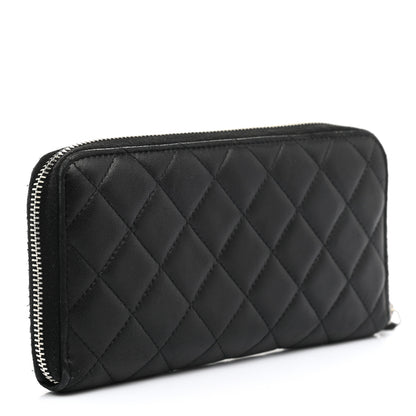 Chanel Lambskin Quilted Large Gusset Zip Around Wallet Black 3 of 13