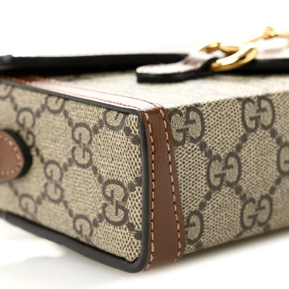 Gucci GG Supreme Monogram Mini Horsebit 1955 Shoulder Bag Beige Brown Sugar 9 of 10