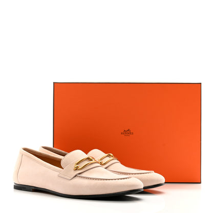 Hermes Suede Goatskin Womens Colette Loafers 41 Blanc Poros 9 of 9