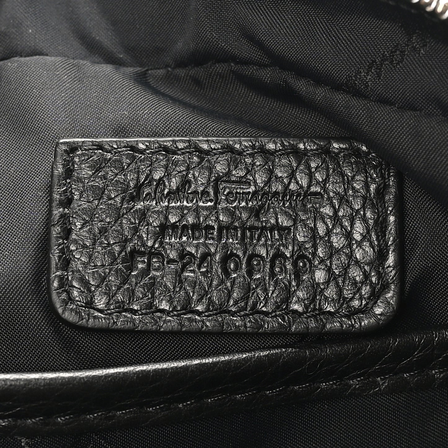 Calfskin Gancini Embossed Belt Bag Black