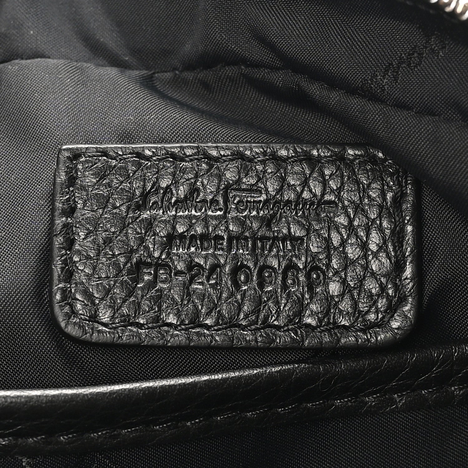 Salvatore Ferragamo Calfskin Gancini Embossed Belt Bag Black 6 of 9