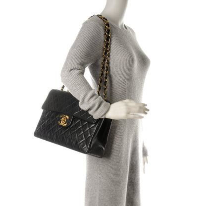 Chanel Lambskin Quilted XL Jumbo Single Flap Black 2 of 12