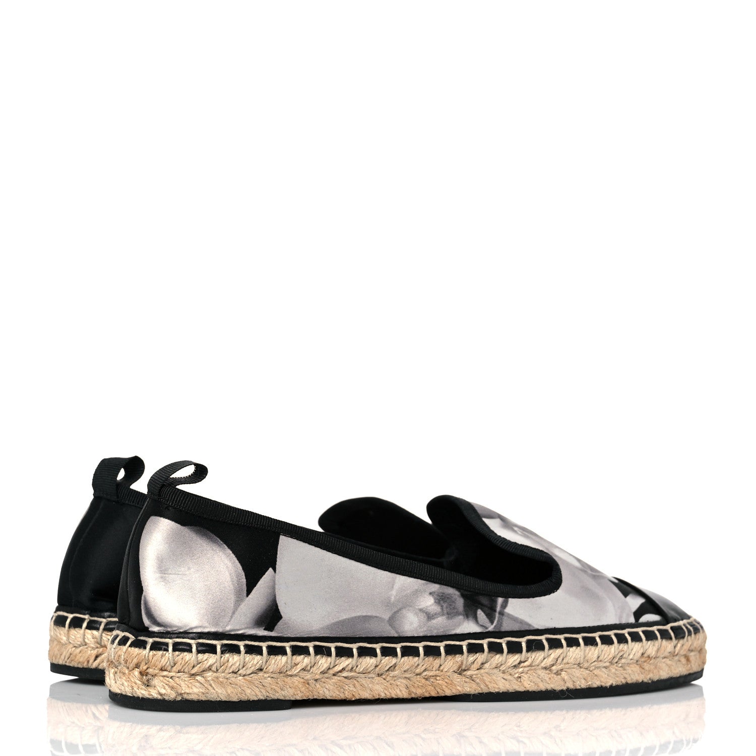 Fendi Satin Floral Print Espadrille 37 Black 4 of 8