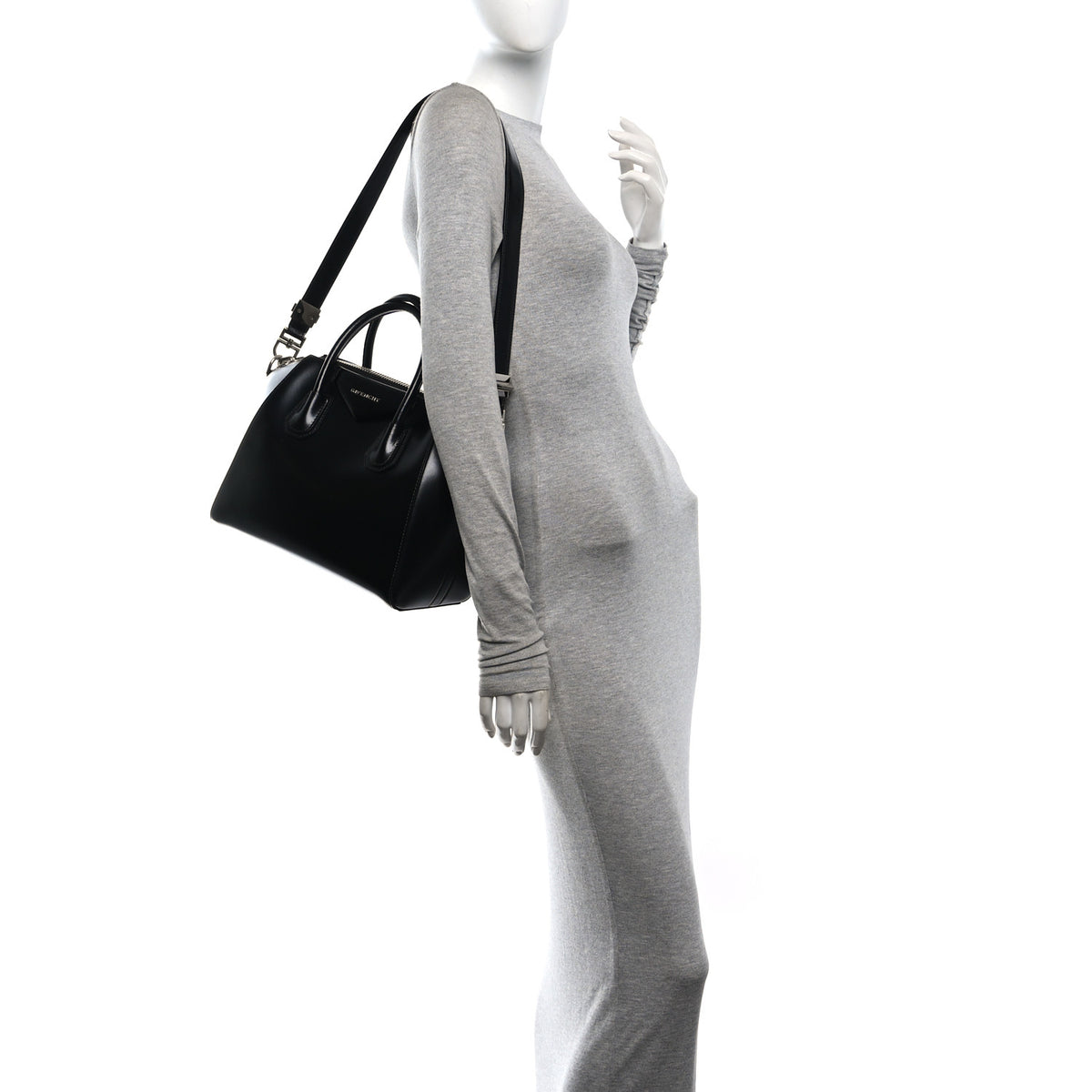 Shiny Lord Calfskin Small Antigona Black