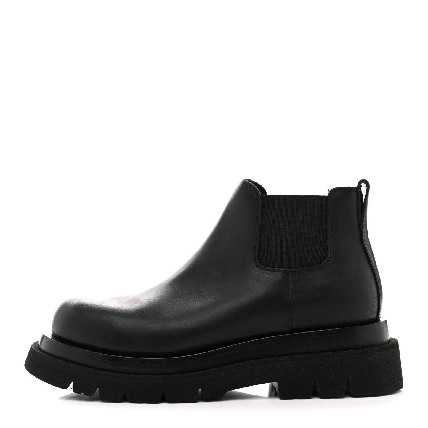 Military Calfskin Lug Chelsea Ankle Boots 41 Black