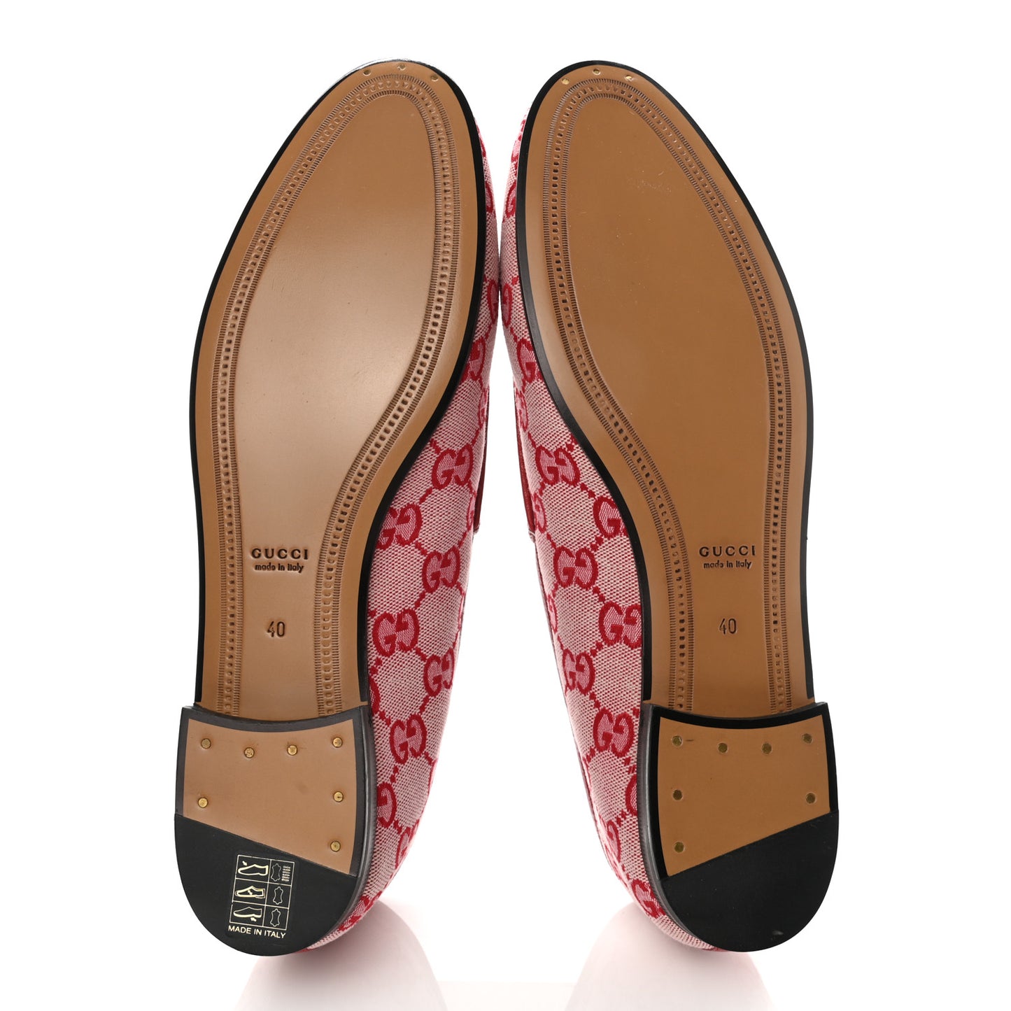 Canvas GG Monogram Horsebit Womens Jordaan Loafers 40 Gardenia Hibiscus Red
