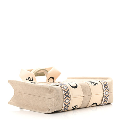 Chloe Cotton Calfskin Small Woody Ribbon Tote With Strap Slate Green 4 of 13