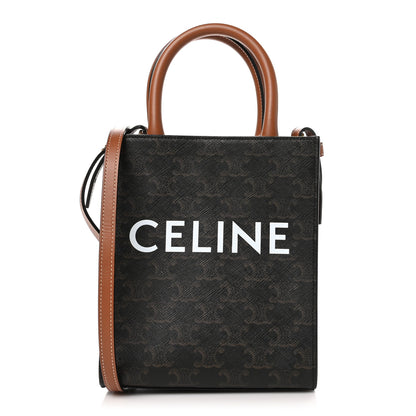 Celine Triomphe Canvas Calfskin Mini Vertical Cabas Tan 1 of 8