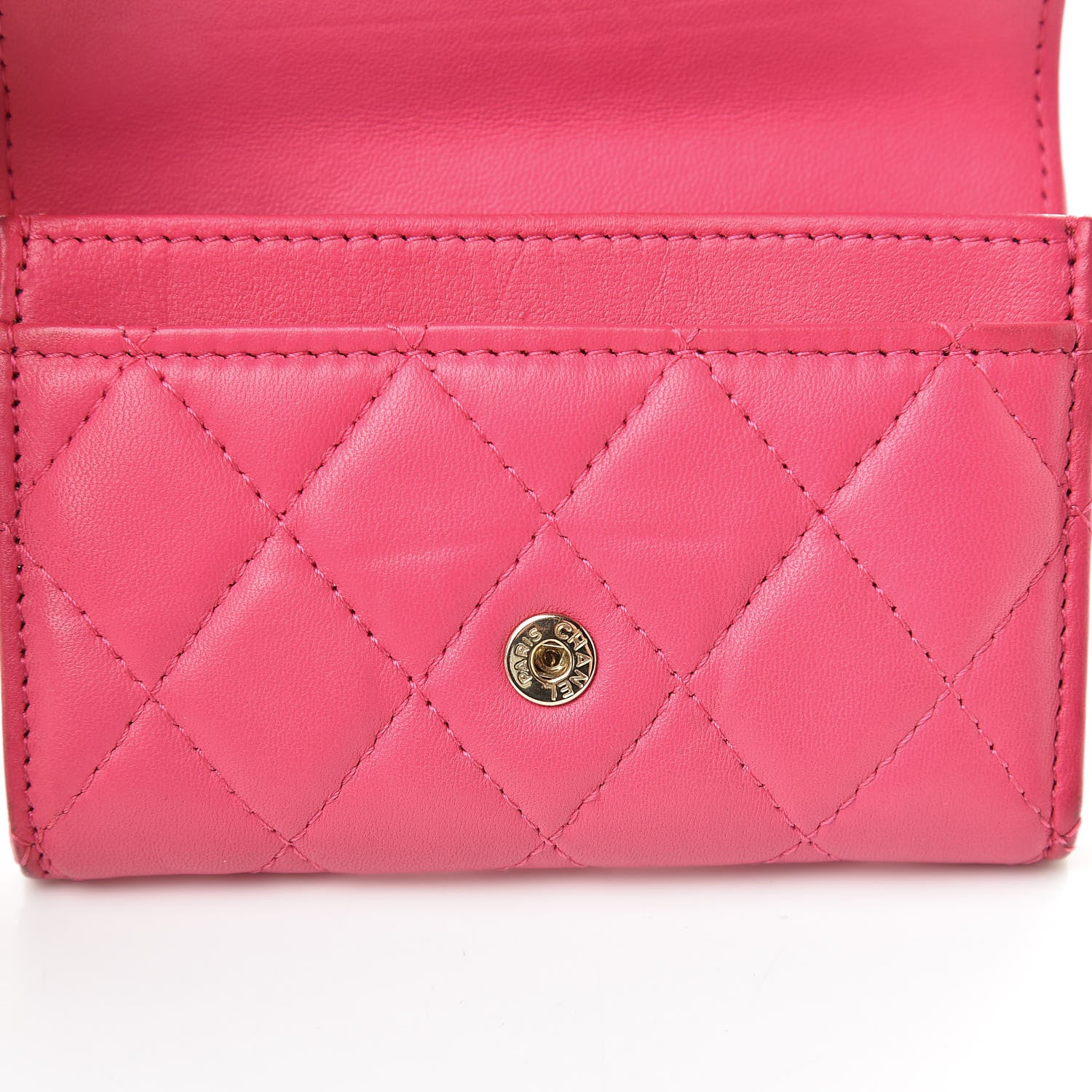 Chanel Lambskin Quilted Flap Card Holder Dark Pink 9 of 17
