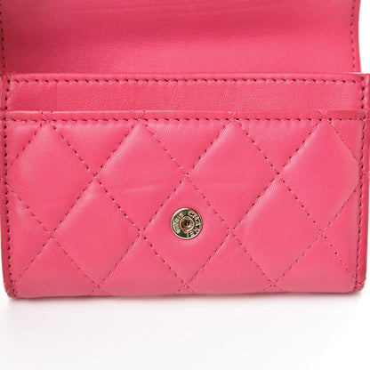 Chanel Lambskin Quilted Flap Card Holder Dark Pink 9 of 17
