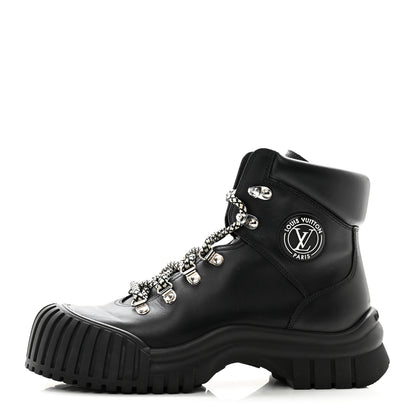 Louis Vuitton Calfskin Patent Monogram Ruby Flat Ranger Boots 38 Black 1 of 11