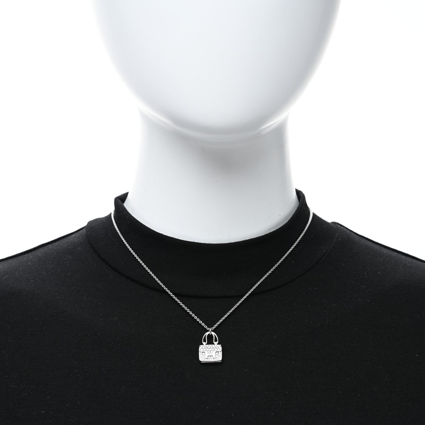 18K White Gold Diamond Constance Amulettes Pendant Necklace