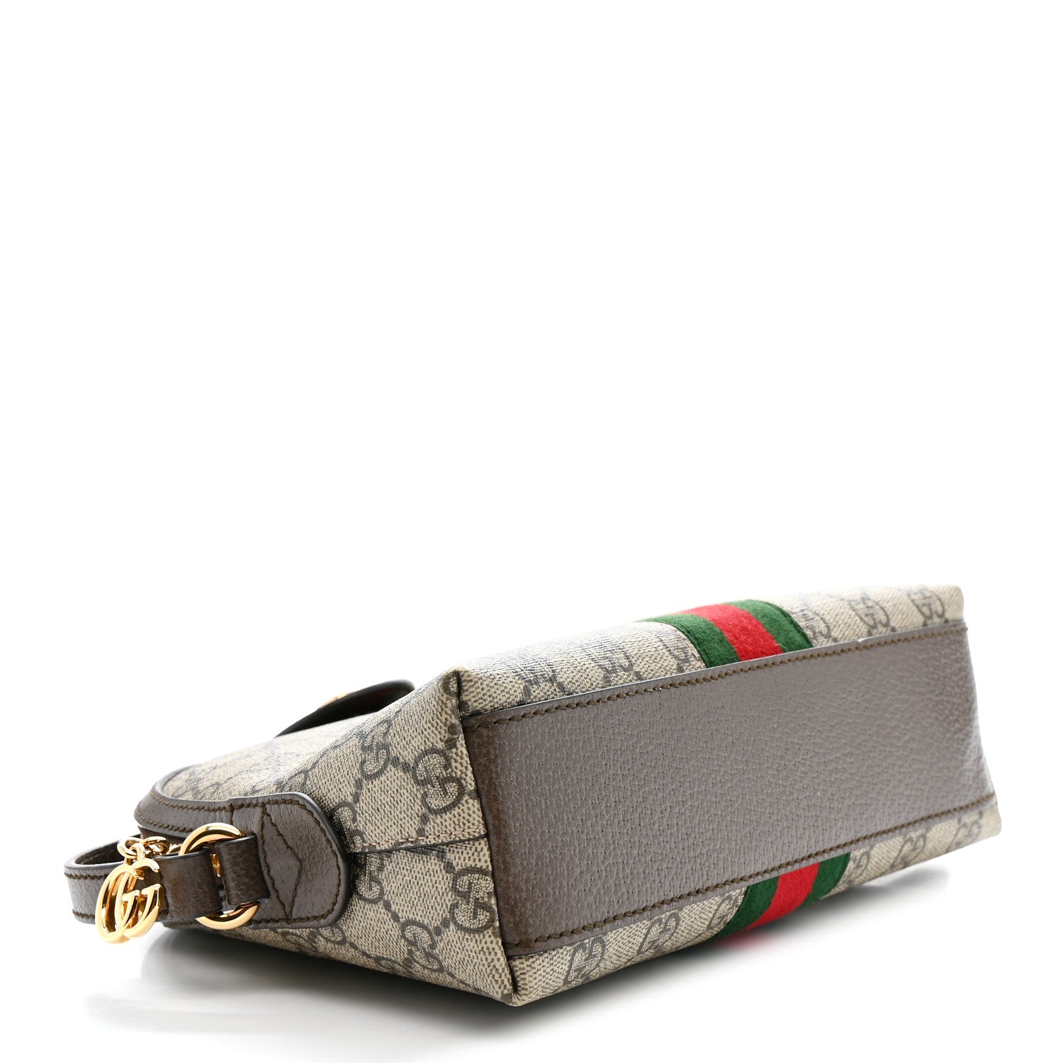 Gucci GG Supreme Monogram Textured Dollar Calfskin Web Small Ophidia Dome Shoulder Bag Beige Ebony New Acero 4 of 13