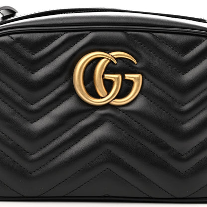 Gucci Calfskin Matelasse Small GG Marmont Chain Shoulder Bag Black 7 of 10