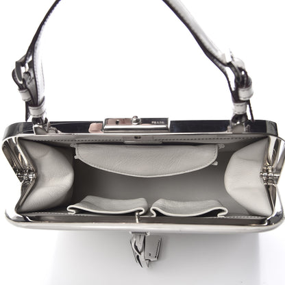 Prada Spazzolato Logo Print Framed Bag Quarzo 5 of 11
