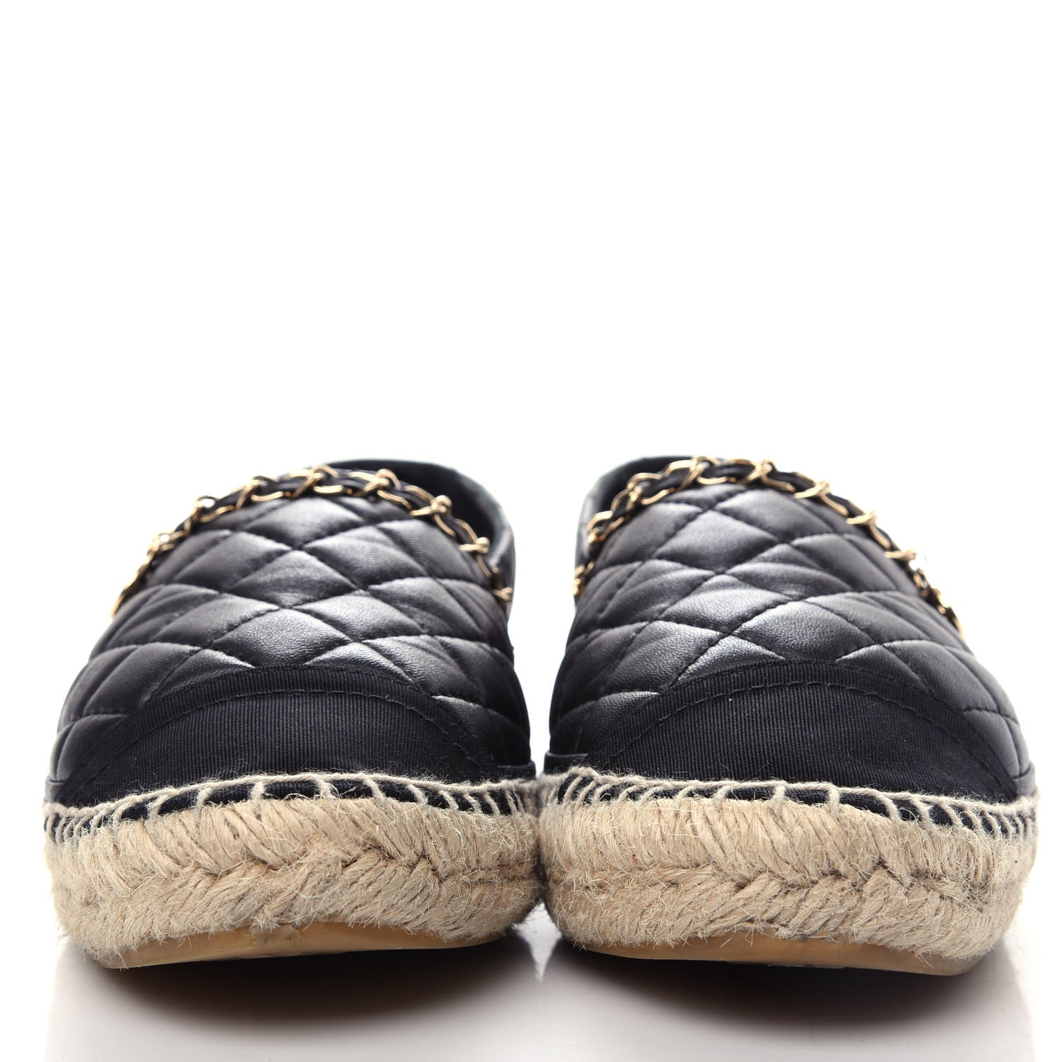 Chanel Lambskin Grosgrain Quilted CC Chain Espadrilles 37 Black 2 of 11