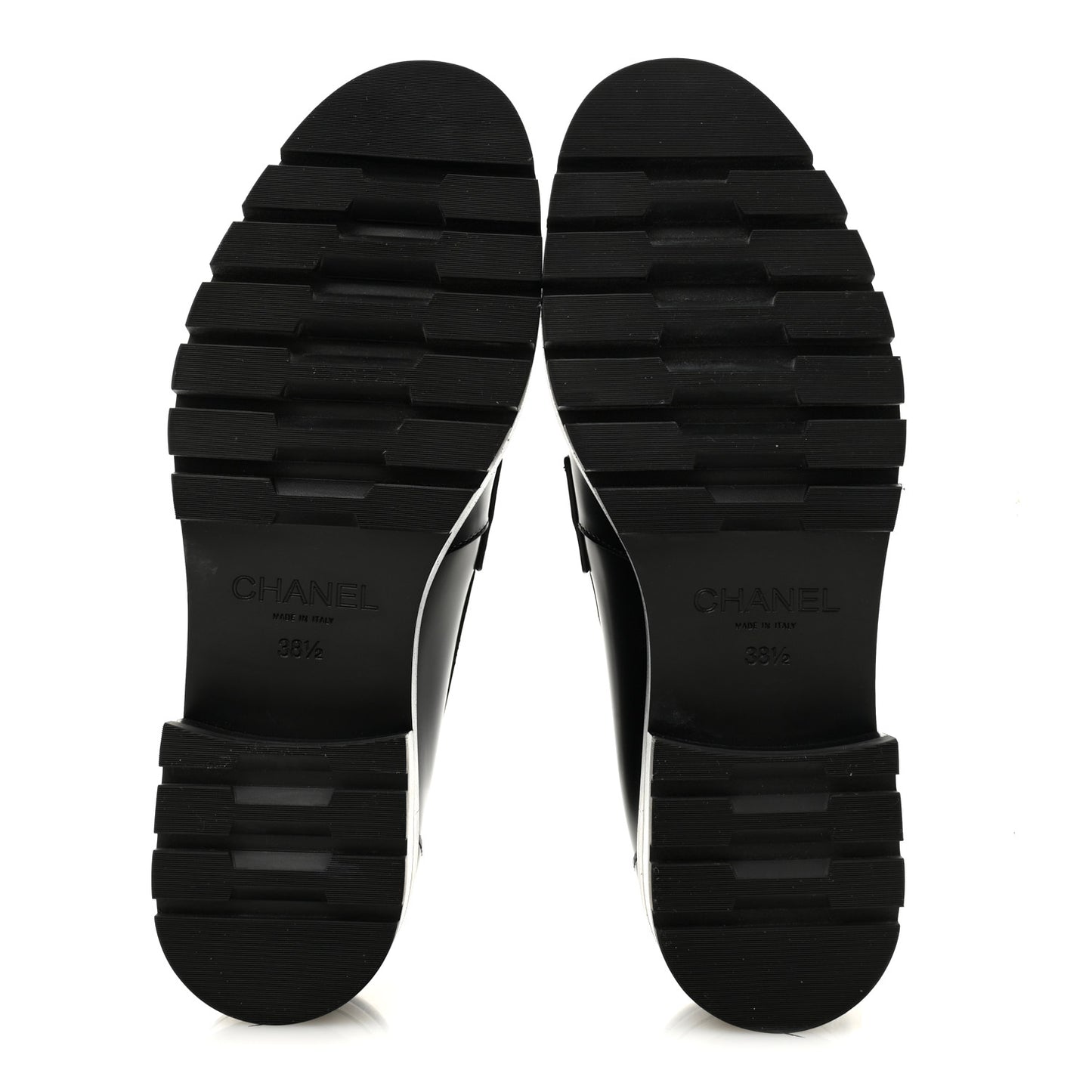 Calfskin Metal CC Loafers 38.5 Black