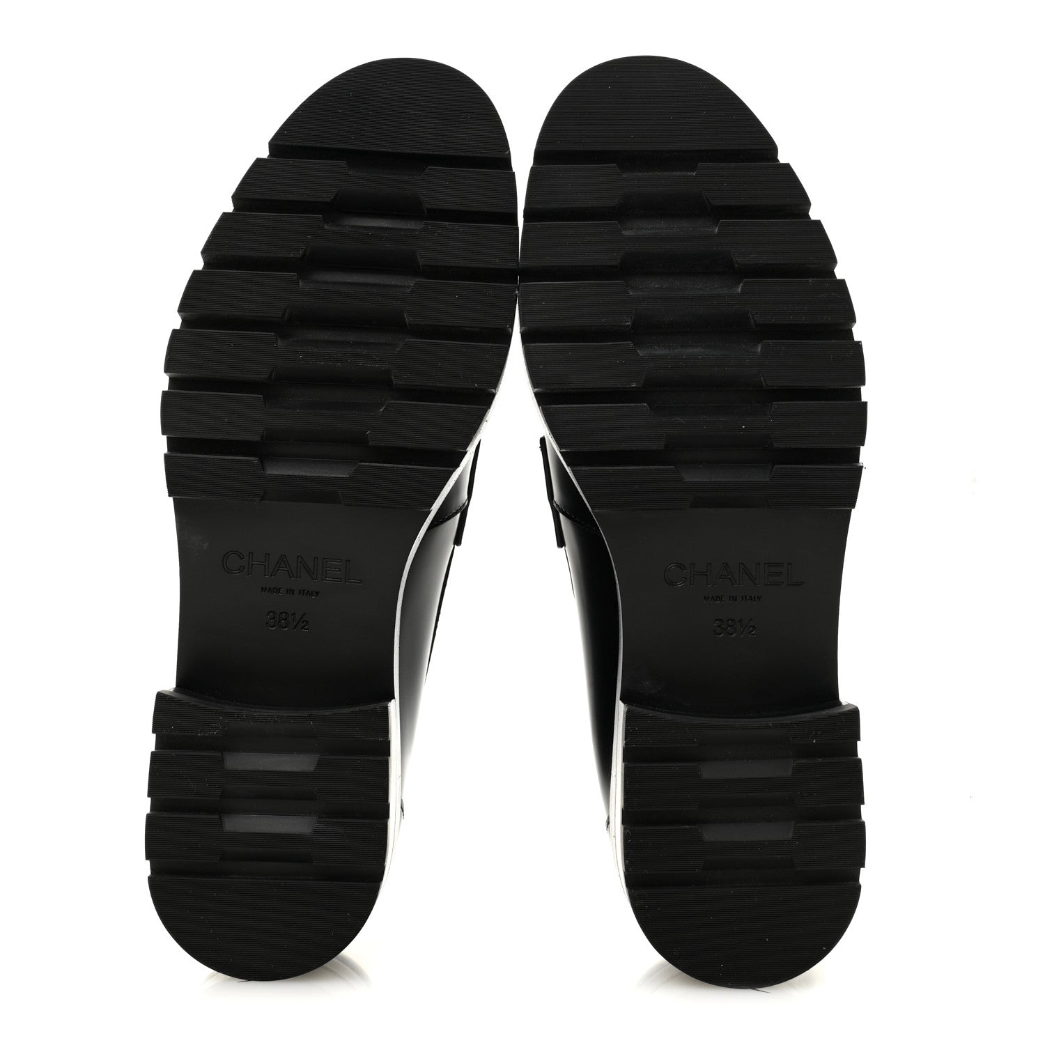 Chanel Calfskin Metal CC Loafers 38.5 Black 6 of 9