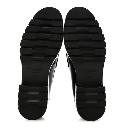 Chanel Calfskin Metal CC Loafers 38.5 Black 6 of 9
