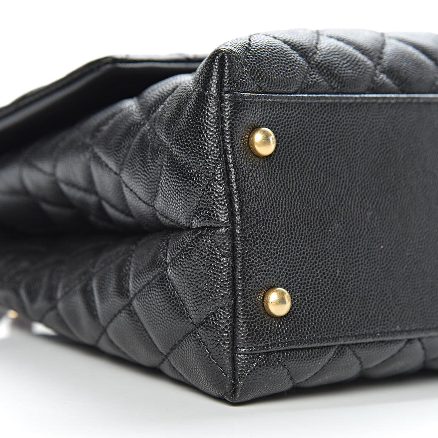 Caviar Lizard Quilted Medium Coco Handle Flap Black