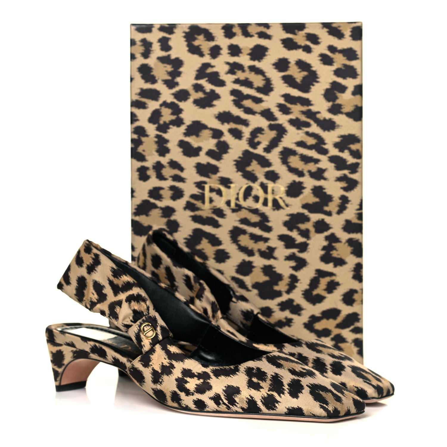 Christian Dior Nylon Leopard Print Mizza Slingback Pumps 40.5 Beige Multicolor 9 of 9