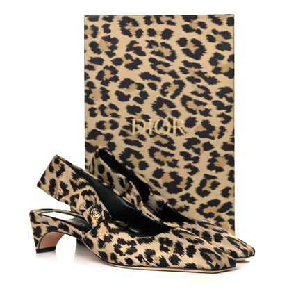 Christian Dior Nylon Leopard Print Mizza Slingback Pumps 40.5 Beige Multicolor 9 of 9