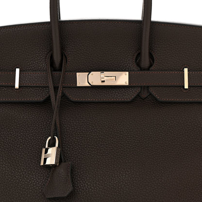 Hermes Taurillon Clemence Birkin 35 Chocolate 7 of 9