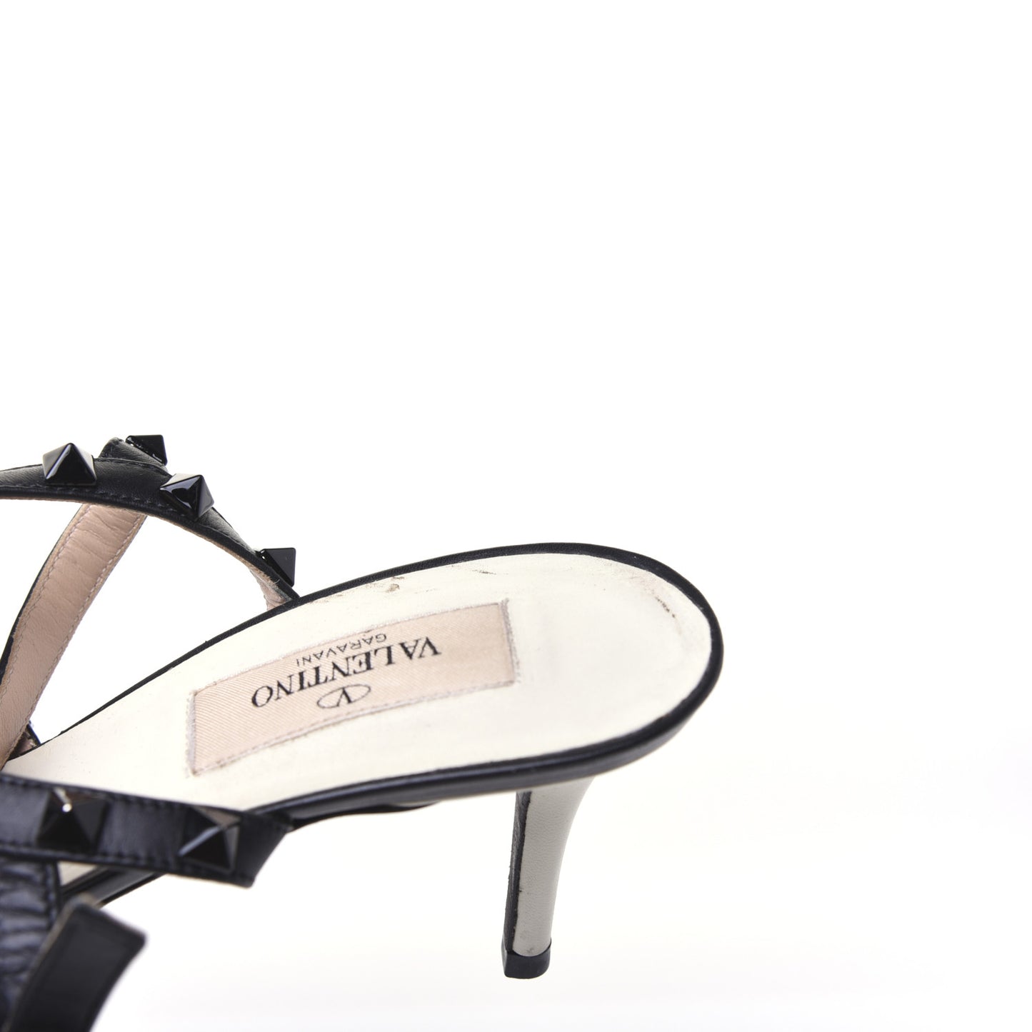 Nappa Rockstud Ankle Strap 65mm Pumps 38 Light Ivory Black