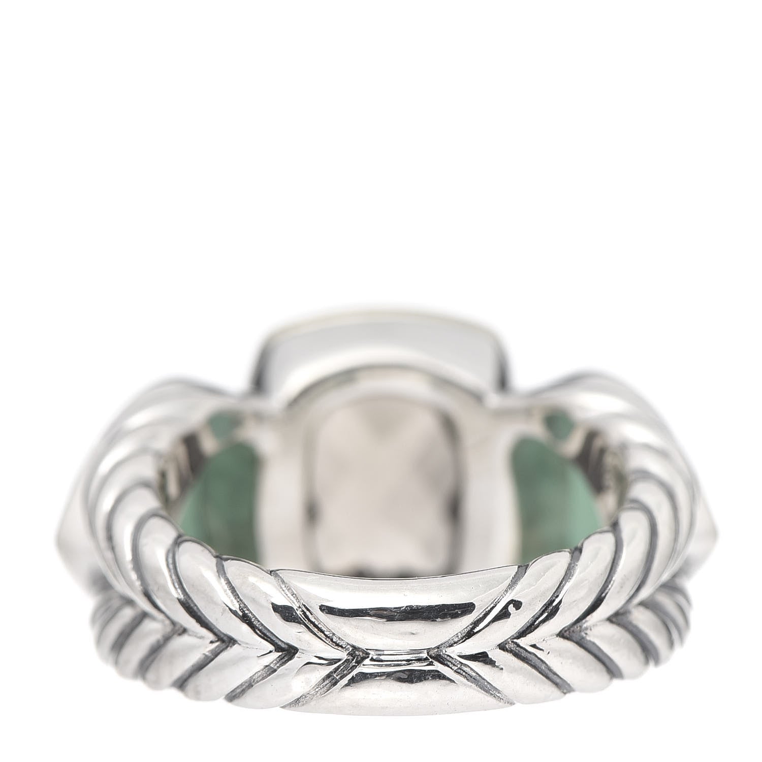 David Yurman Sterling Silver 18K Yellow Gold Green Onyx Smoky Quartz Three Stone Ring 55/7.25 4 of 6