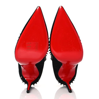 Christian Louboutin Veau Velours Anjalina 100 Pumps 38 Black Gun 5 of 8