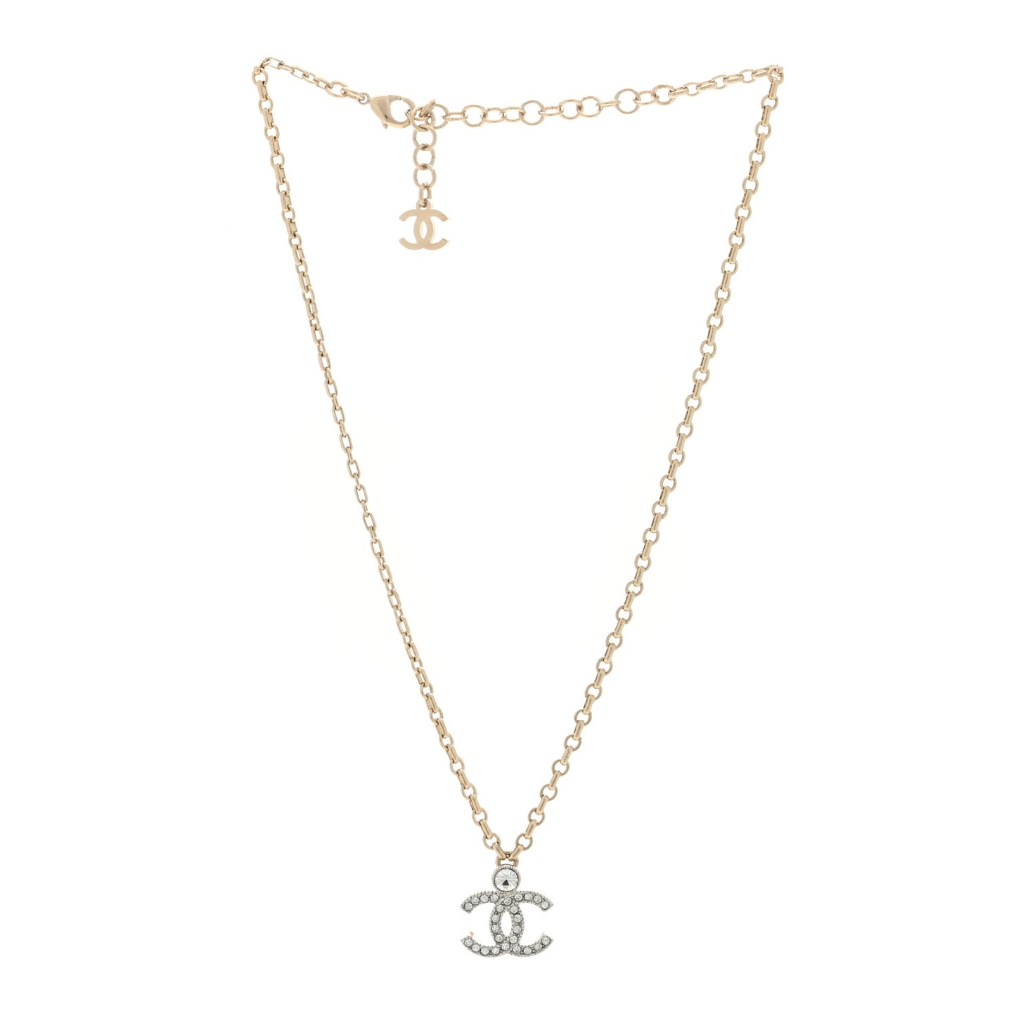 Crystal CC Necklace Silvery Gold
