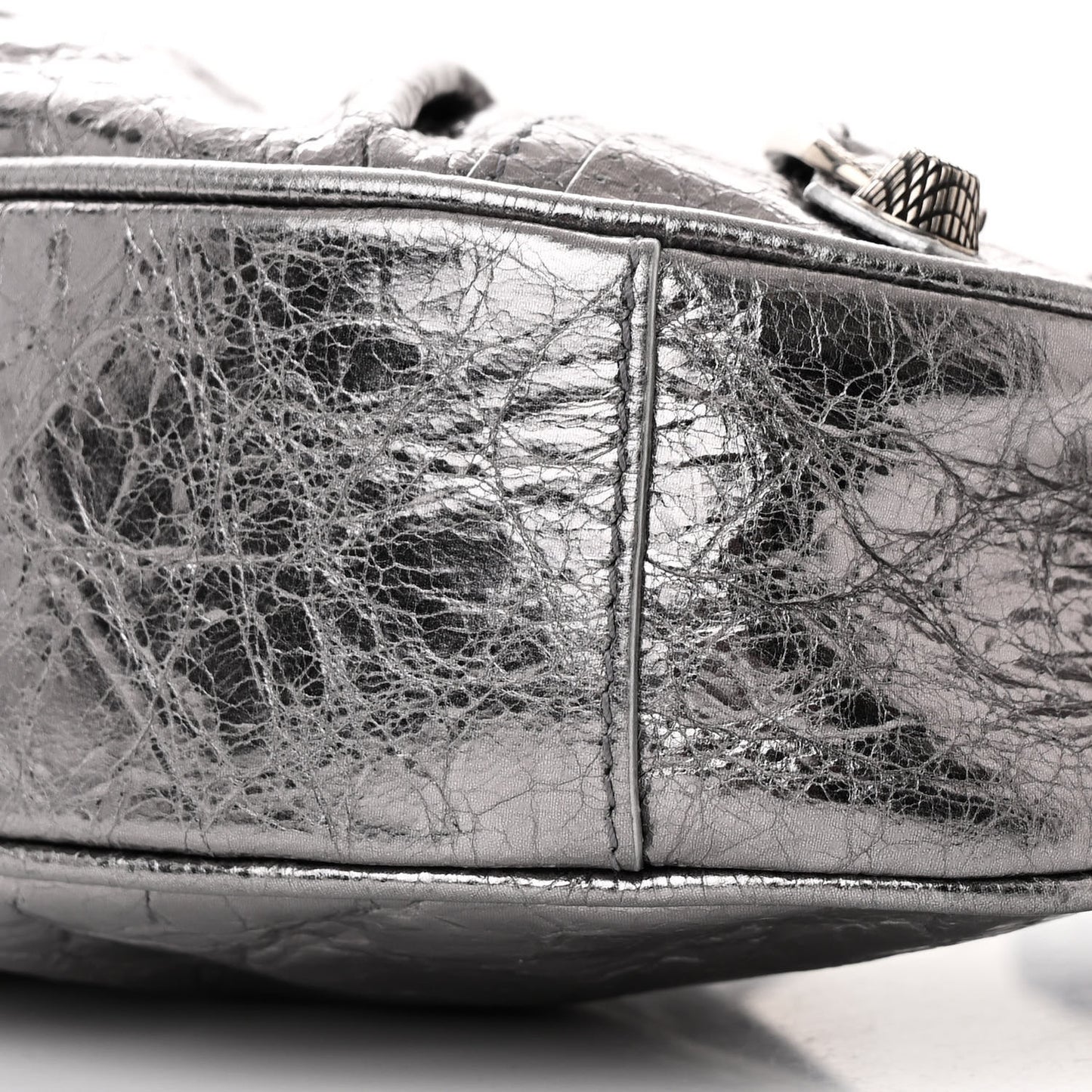 Metallic Agneau Arena Le Cagole Shoulder Bag XS Silver