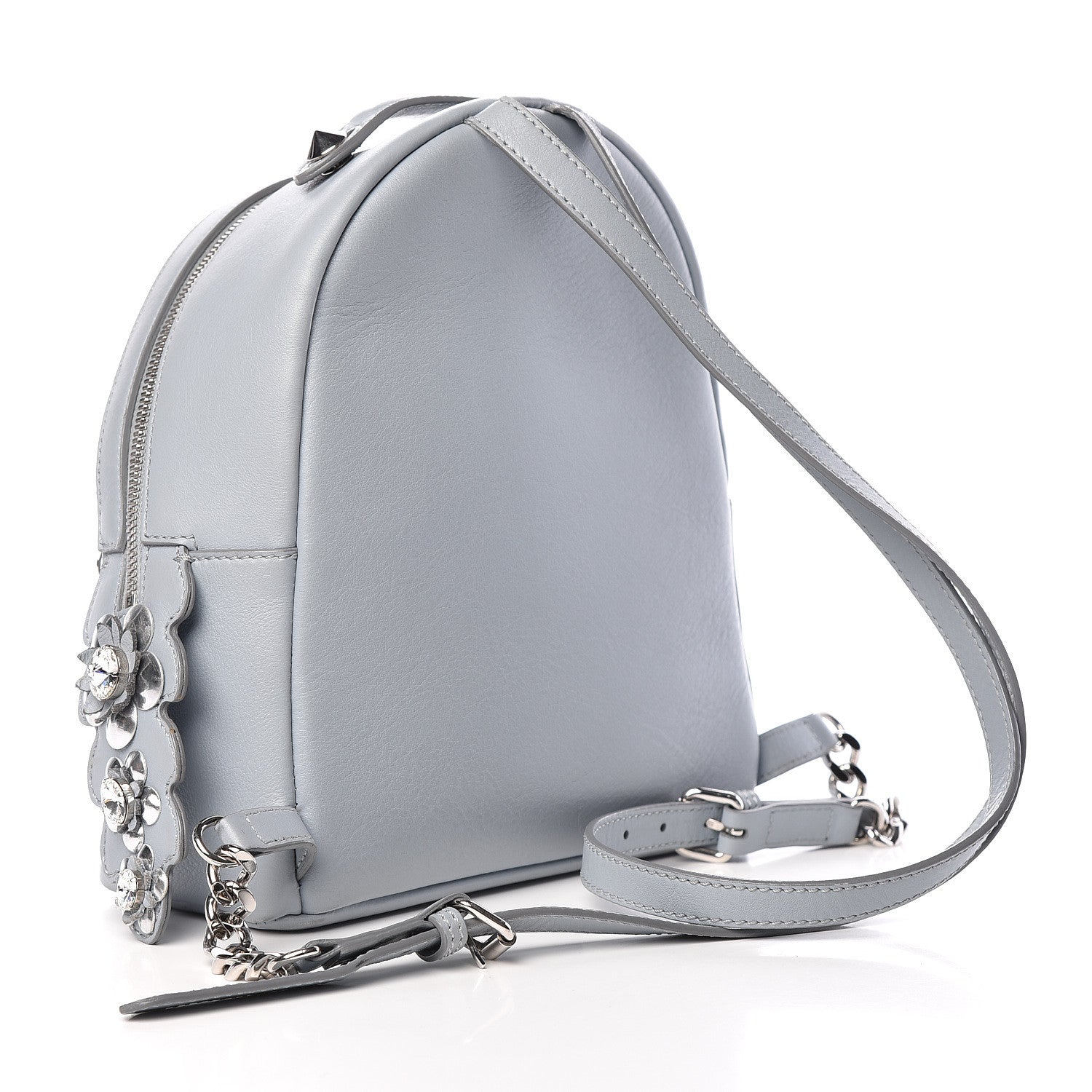 Fendi Vitello Dolce Crystal Flowerland Croc Tail Mini Backpack Grey 3 of 20