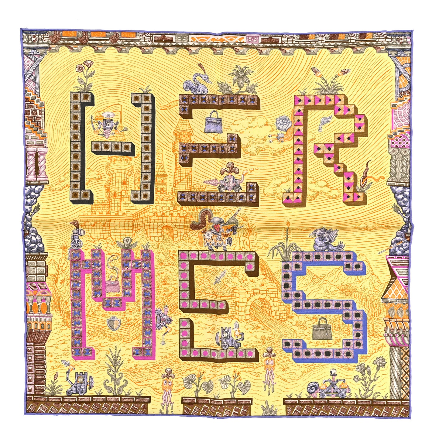 Silk Super Silk Quest Scarf 45 Jaune Parme Rose