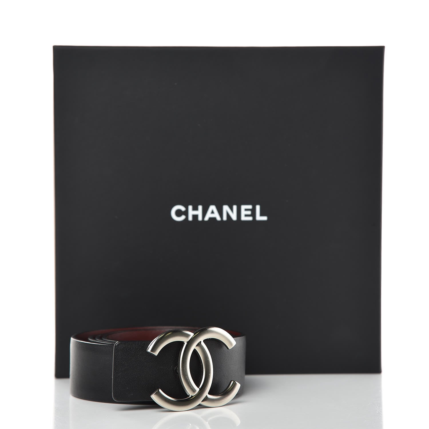 Chanel Calfskin CC Reversible Belt 85 Black Burgundy 7 of 7
