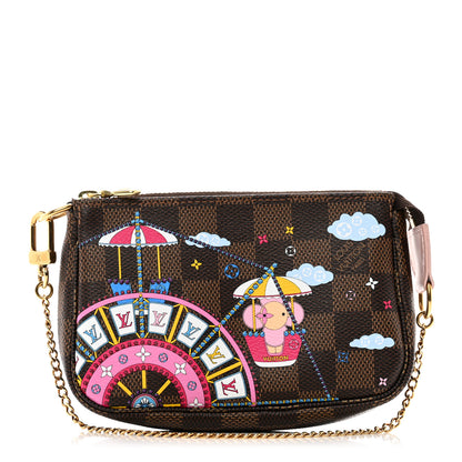 Louis Vuitton Damier Ebene 2020 Christmas Animation Big Wheel Mini Pochette Accessories Rose Ballerine 1 of 8
