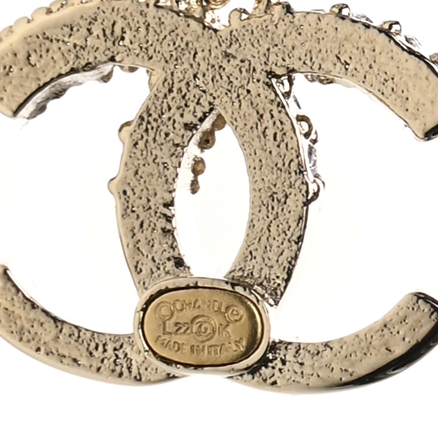 Chanel Crystal Bead CC Hoop Drop Earrings Light Gold 3 of 5